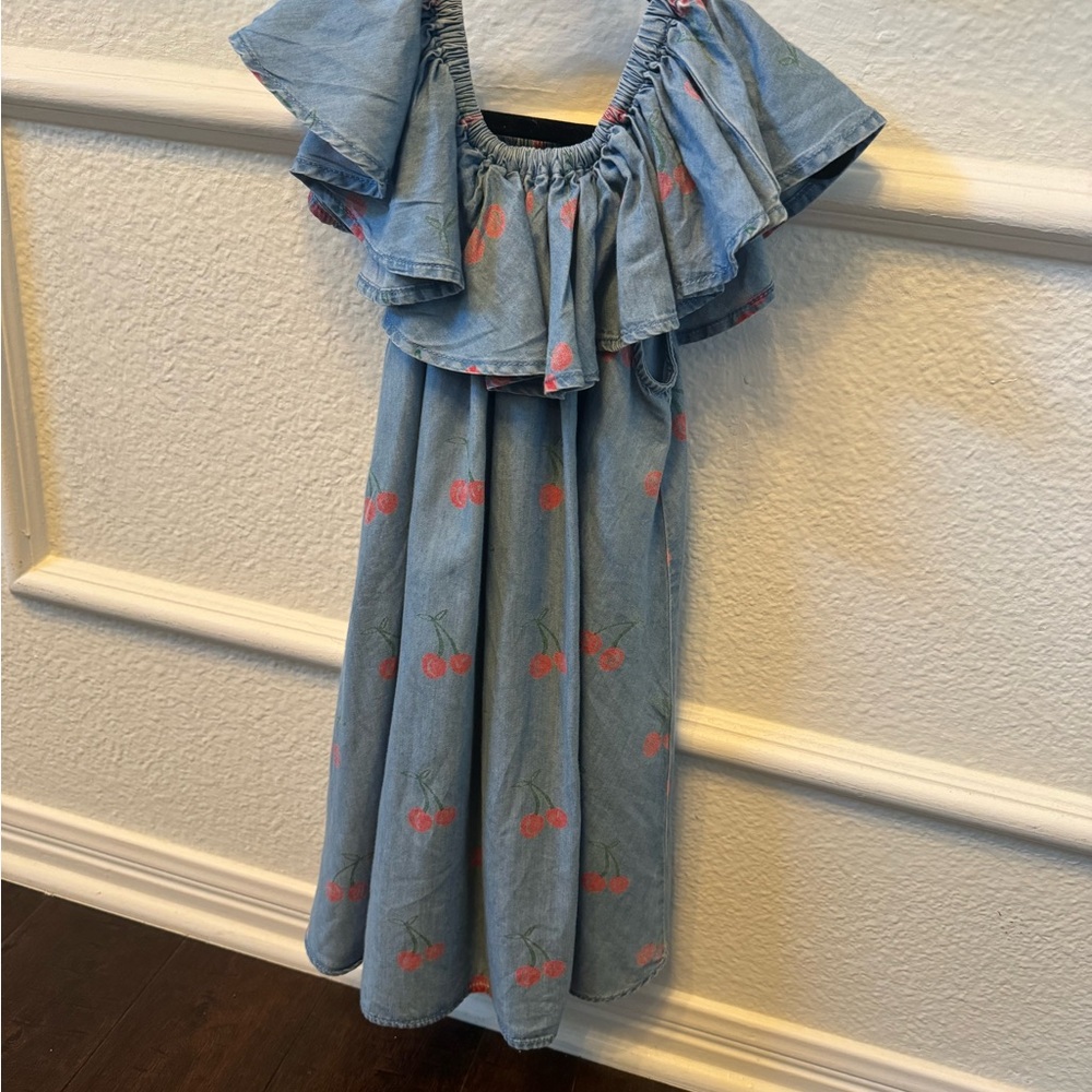 Stella McCartney chambray denim cherry dress 4 years